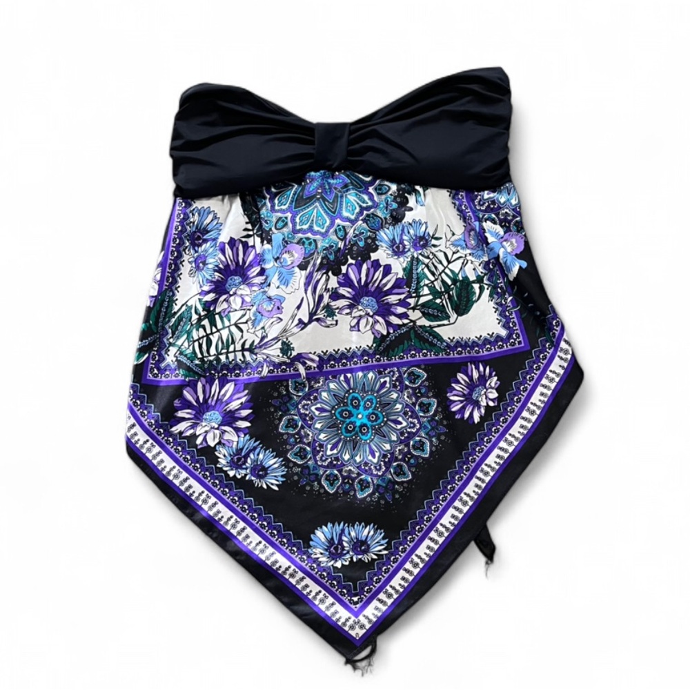heartbeat Black Bandeau Floral Tube Top